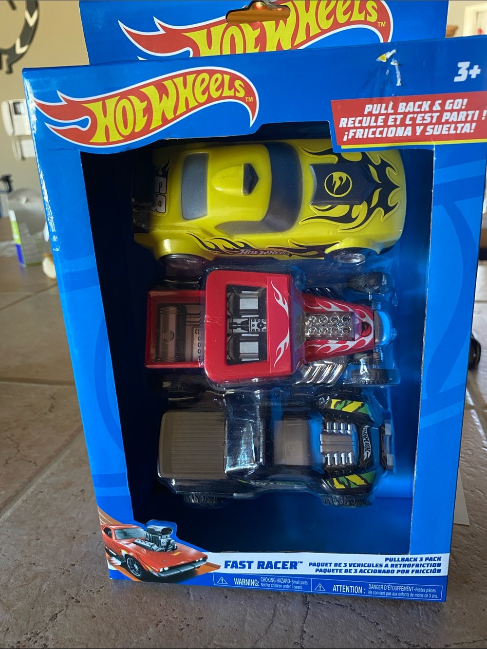 Hot Wheels Fast Racer 3-Pack Toy Cars - Yellow, Red, Blue